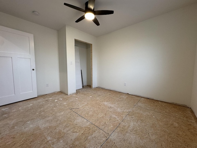 unfurnished bedroom with ceiling fan