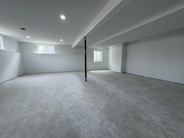 basement featuring recessed lighting