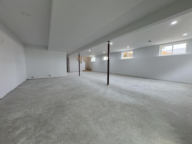 below grade area featuring recessed lighting