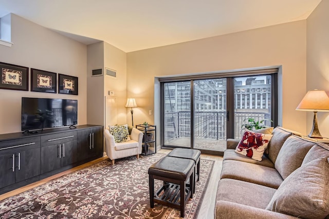 living room featuring hardwood / wood-style floors