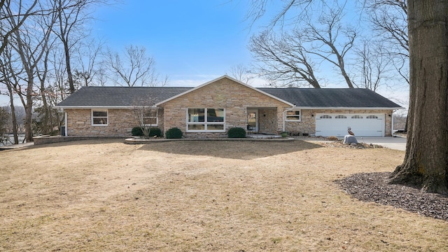 single story home featuring a garage