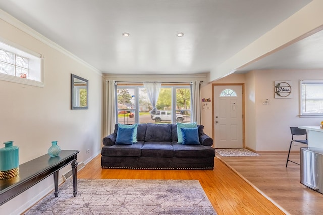 living room featuring light hardwood / wood-style floors