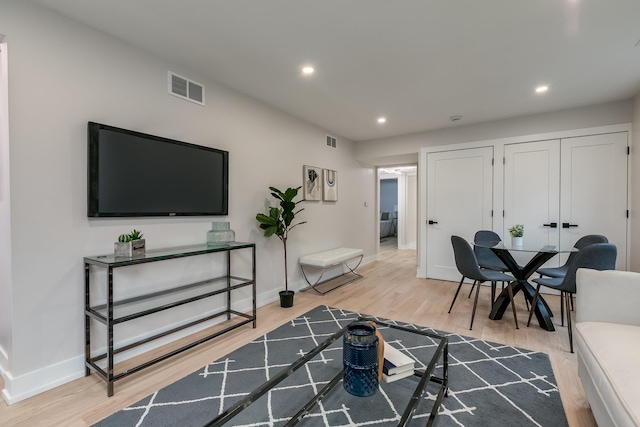 living room with hardwood / wood-style floors