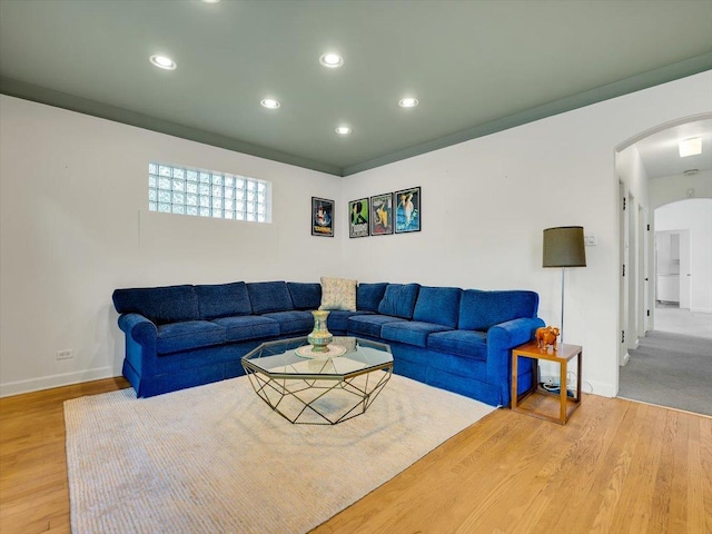 living room featuring wood-type flooring