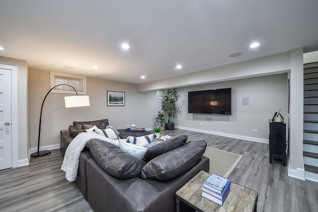 living room featuring wood-type flooring