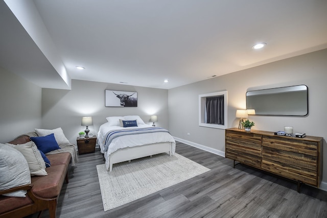 bedroom featuring dark wood-type flooring