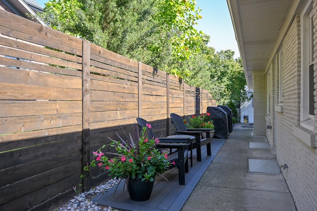 view of patio / terrace with a grill