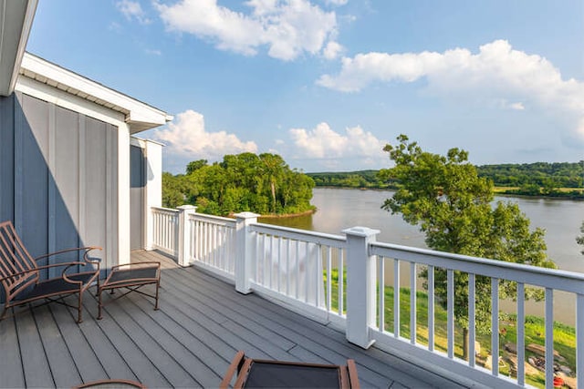 deck with a water view