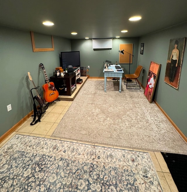 recreation room with tile patterned floors