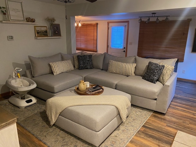 living room with wood-type flooring