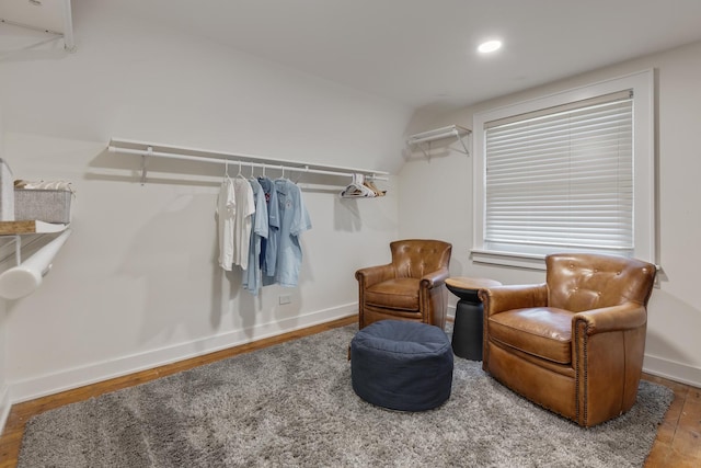 walk in closet featuring hardwood / wood-style floors