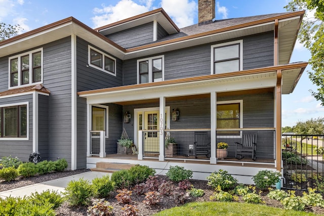 view of front facade featuring covered porch