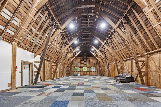 view of unfinished attic