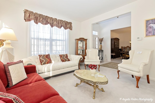 living room featuring carpet