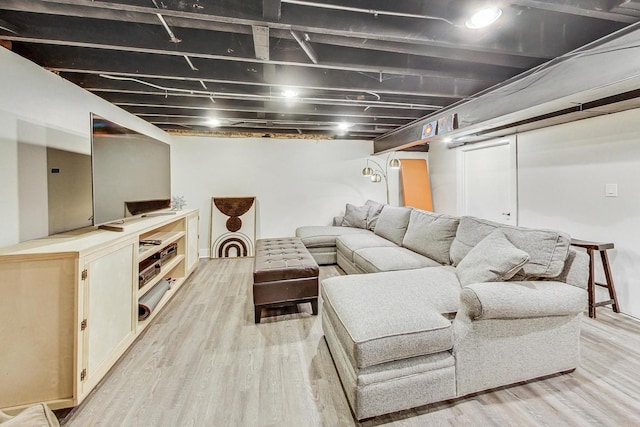 living room featuring light wood-type flooring