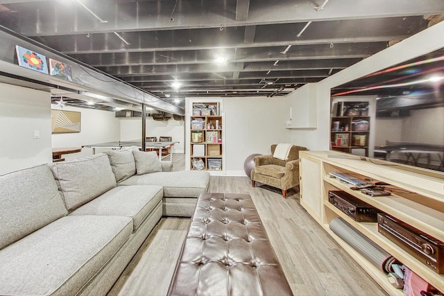 living room featuring light hardwood / wood-style flooring