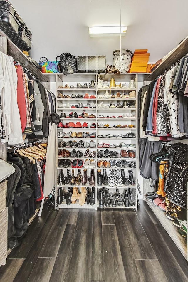 spacious closet featuring hardwood / wood-style flooring