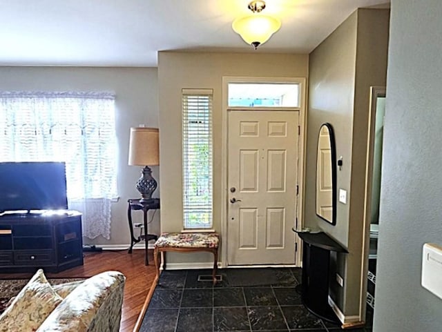 foyer entrance with dark wood-type flooring