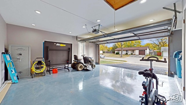 garage with a garage door opener