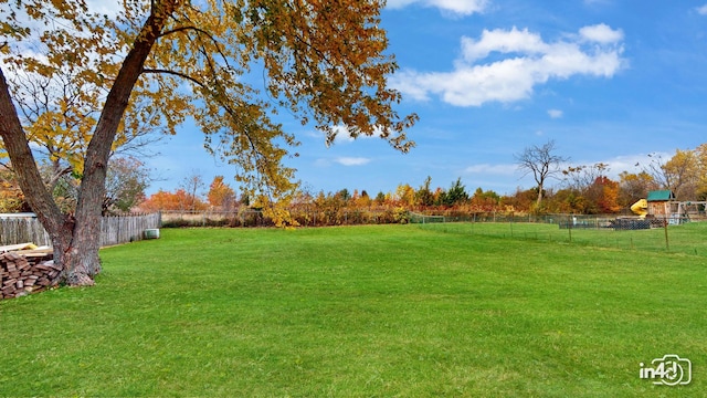 view of yard with a playground