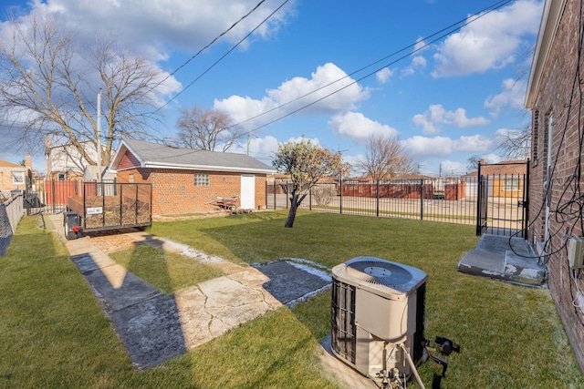 view of yard featuring central AC unit