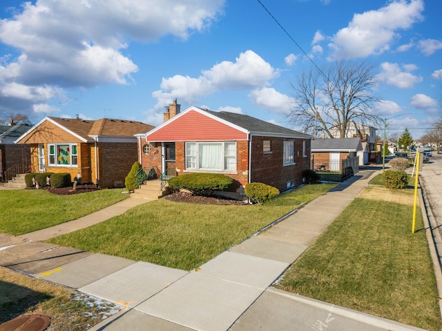 view of front of home with a front yard