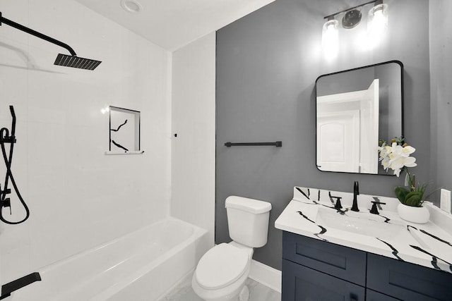 full bathroom with vanity, shower / bathtub combination, and toilet