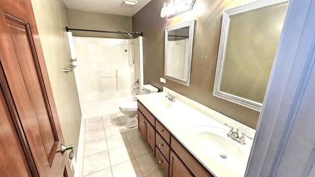 26357 S Lyndsay Dr, Channahon, IL 60410 - full bathroom with toilet, double vanity, shower / bath combination, and tile patterned flooring