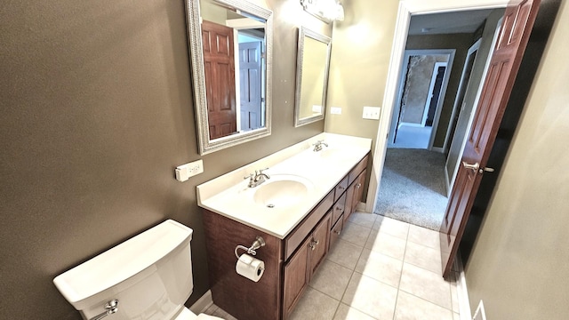 26357 S Lyndsay Dr, Channahon, IL 60410 - bathroom with double vanity, tile patterned flooring, and toilet