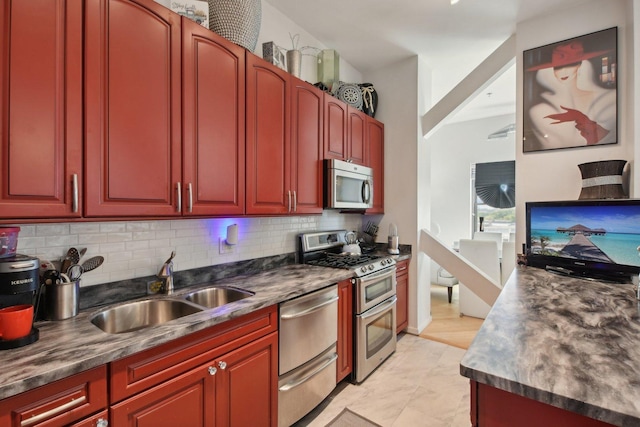 kitchen with sink, backsplash, and stainless steel appliances