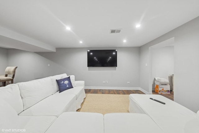 living room with hardwood / wood-style floors