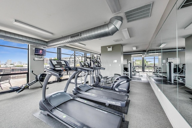 exercise room with visible vents