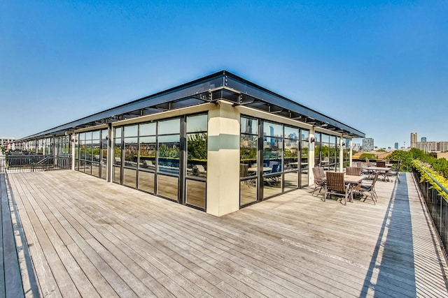 exterior space with a view of city and outdoor dining space