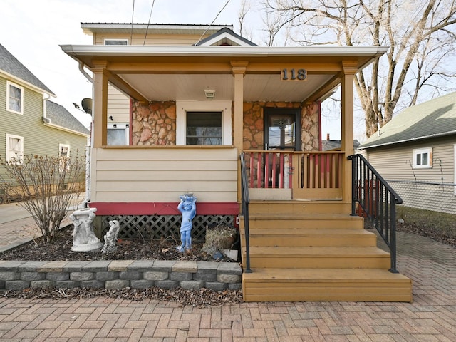 view of front of home with covered porch