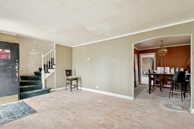 interior space featuring crown molding