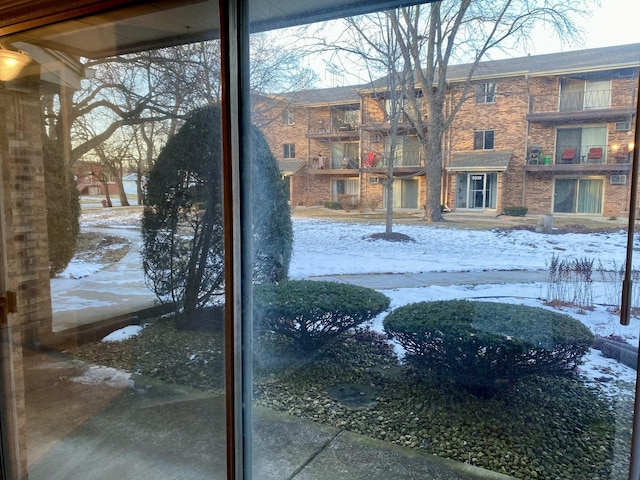 view of snow covered pool