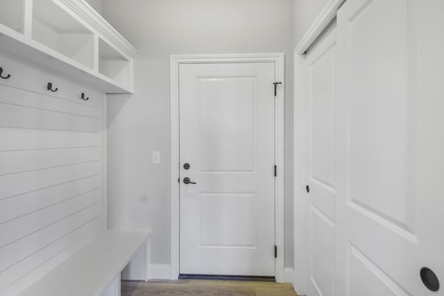 mudroom featuring hardwood / wood-style flooring