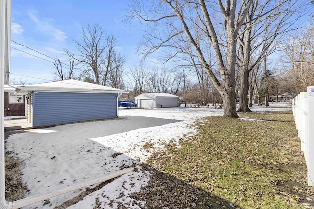 view of yard covered in snow