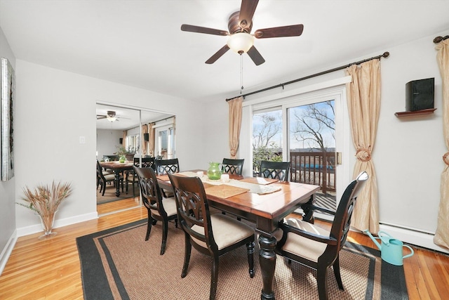 dining space with light hardwood / wood-style flooring