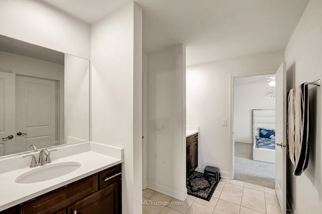 bathroom with vanity and tile patterned floors