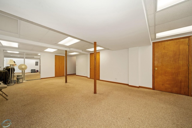 basement with carpet floors