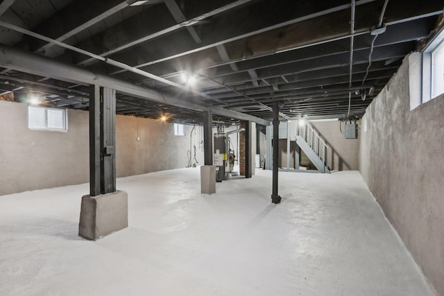 basement featuring water heater