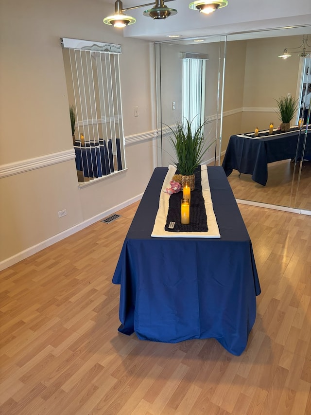 dining area featuring hardwood / wood-style flooring