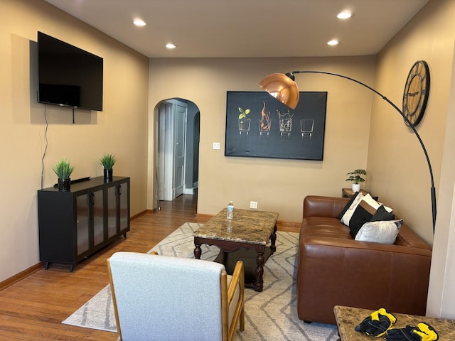 living room with light wood-type flooring