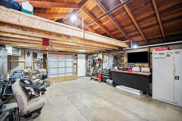 garage featuring fridge