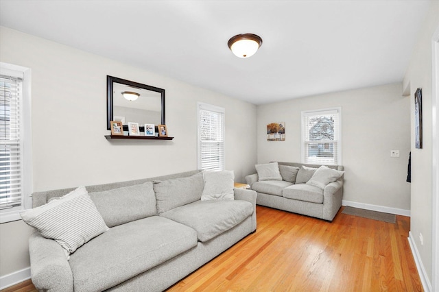 living room with hardwood / wood-style floors