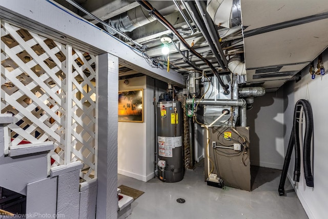 basement with water heater