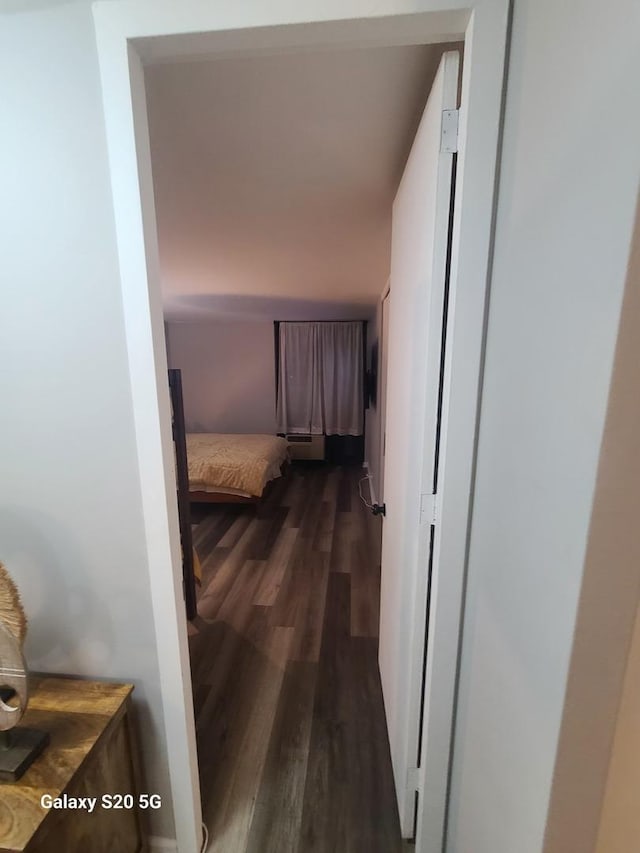 hallway featuring dark hardwood / wood-style floors