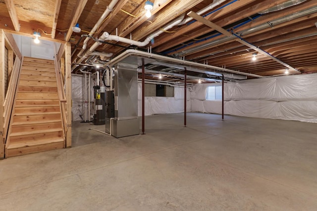 basement with heating unit