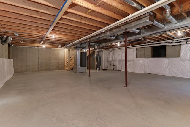 basement with water heater